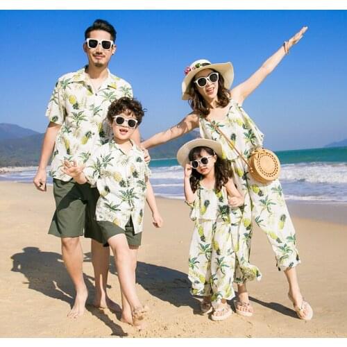 Family Matching Clothing Daughter and Mother Dress Baby Girl Princess Beach Dress 2019 Summer New Family Look Boys Clothes 2-10T