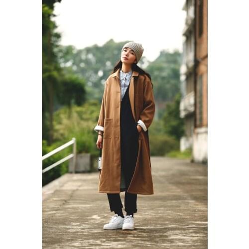 YUTU&MM autumn and winter new womens windbreaker long windbreaker twill woolen fabric fashion casual jacket