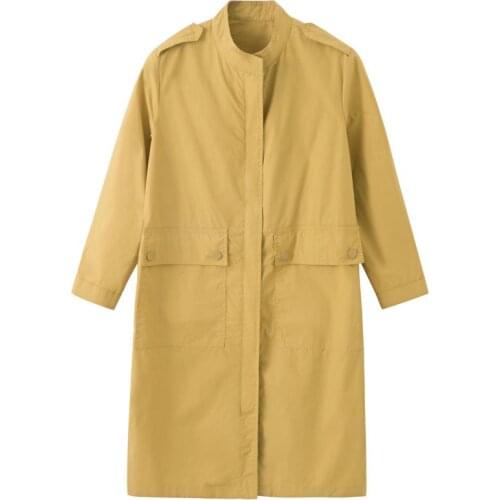 Women Long Autumn Trench Big Size Loose Wist Sexy Autumn Solid Pocket Coat Long Sleeves V-Neck Apparel Top Fashion Thin Overcoat