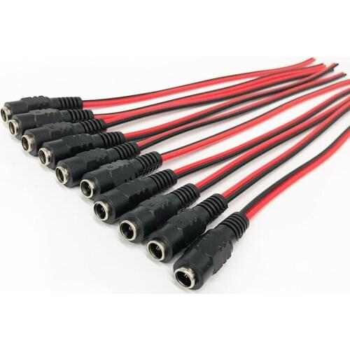 10 PCS 2.1x5.5MM 12V DC Female Plug Power Splitter Pigtail Cable Jack for CCTV Security Camera Jumper Connector