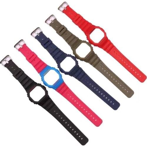 Rubber resin replaceable strap for casio g shock dw5600 watch case and watch band