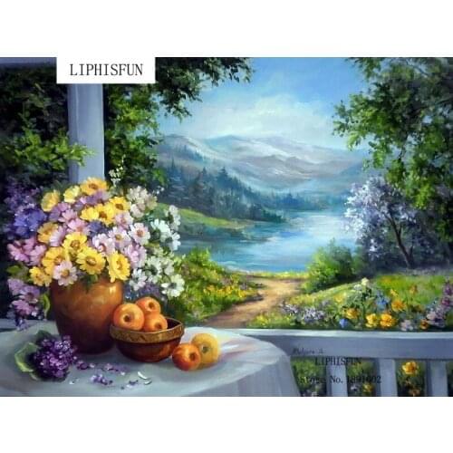 Handmade Diy 5d Diamond Embroidery Diamond Painting Flowers And Scenery Pictures Of Rhinestones Resin