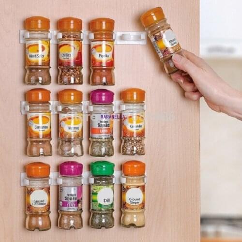 Spice Rack Wall Mount Kitchen Organizer Seasoning Bottle Holder Hanging Spice Jars Clip Cabinet Organizer Spice Storage Rack