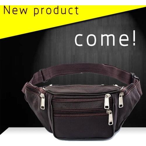 Fashion Men Genuine Leather Waist Packs Men Organizer Travel Waist Pack Necessity Waist belt Mobile Phone Bag