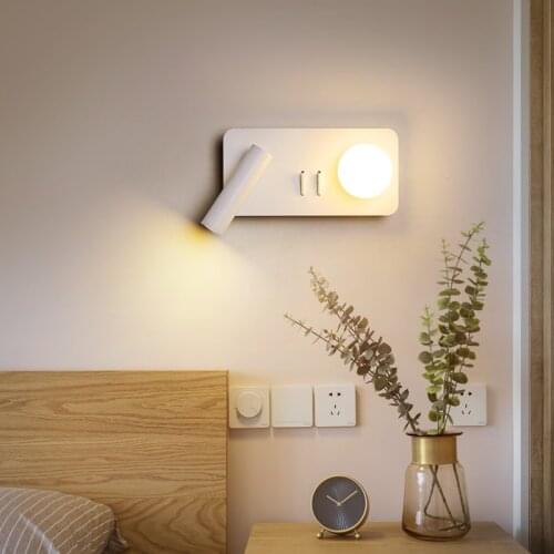 Bedroom Led wall lamps modern rotation adjustable wall sconce white stair aisle corridor balcony foyer wall light