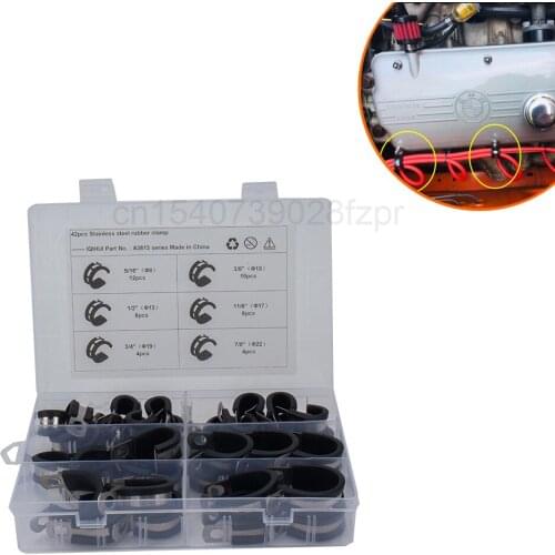 Boxed - 42, Only 6 Specifications - Stainless Steel 304 Rubber Strip Clamp, Hose Clamp R-type Hose Clamp