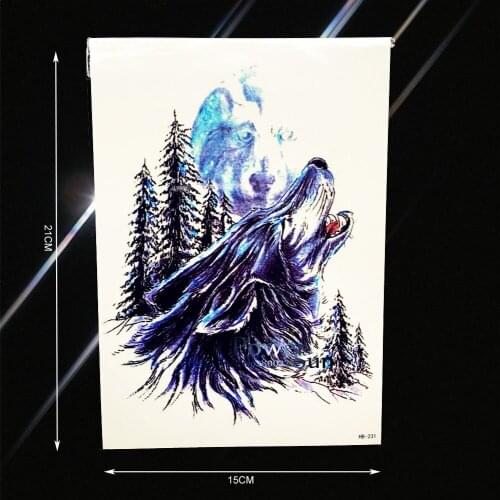 3D Forest Howl Wolf Temporary Tattoo Sticker For Men Women Body Art Arm Back Tatoo Paste Waterproof Fake Tattoo Stickers PHB-231