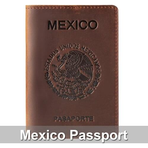 High-end Mexico Genuine Leather Passport Cover For Mexican Credit Card Holder Vintage Men Women Passport Case Travel Wallet