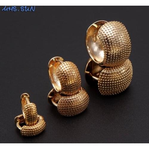 MHS.SUN Fashion Design Women Loop Earrings Vintage Gold Color Charms Hoop Earrings For Girls Ladies Ear Jewelry 3 Size
