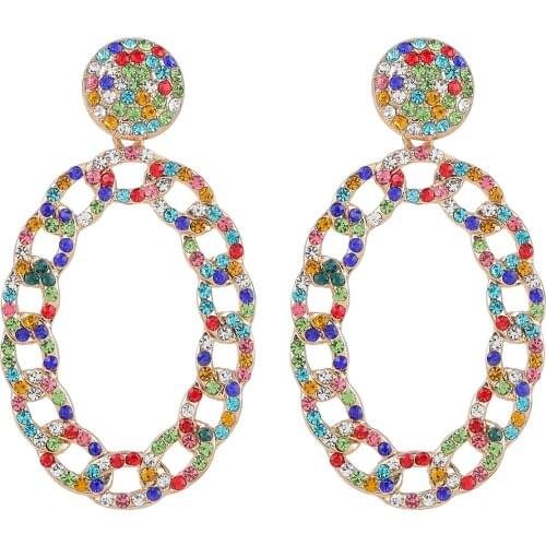 4Colors Women Fashion Rhinestone Drop Dangle Earrings Jewelry Perfect Quality Trendy Statement Earrings Accessorie