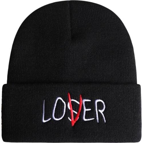 Stephen Kings It Beanie Embroidery Winter Hat Cotton Knitted Hat LOVER LOSER Skullies Beanies Hat Hip Hop Knit Cap Casual