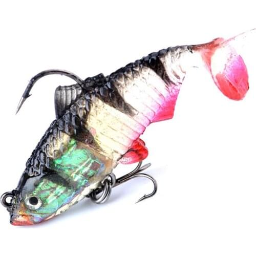 Fish Hook 3D Simulation Eye High Carbon Steel Treble Sharp Hooks Lure Carp Fishing Bait T Tail Soft Body