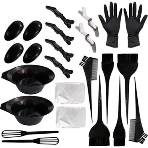 24/set Hair Coloring Mixing Bowl Salon Hair Brush Comb Earcap Hair Clips Dyeing Cape Barber Kit Hair Tint Tool Hair Dye Kit