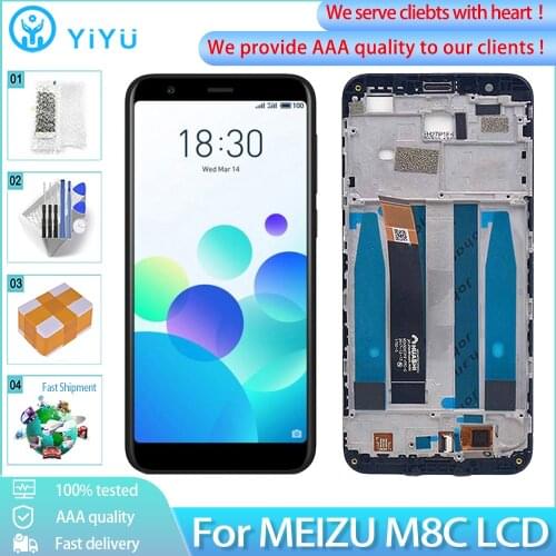 5.45" AAA+++ For Meizu M8C M810H M809L LCD Display Touch Screen Digitizer With Frame Replacement For MEIZU M8C Screen Display