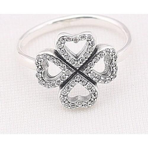 Authentic S925 Petals Of Love With Crystal Ring For Women Wedding Party Gift fit Lady Fine Jewelry