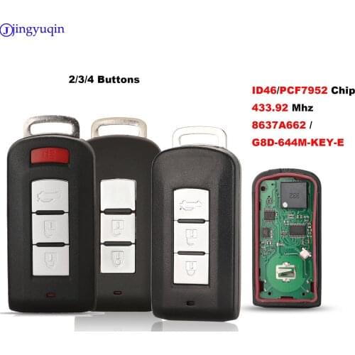 Jingyuqin Car Remote Smart Car Key Suit For MITSUBISHI Outlander ASX Lancer ID46 Pcf7952 433Mhz G8D-644M-KEY-E/8637A662