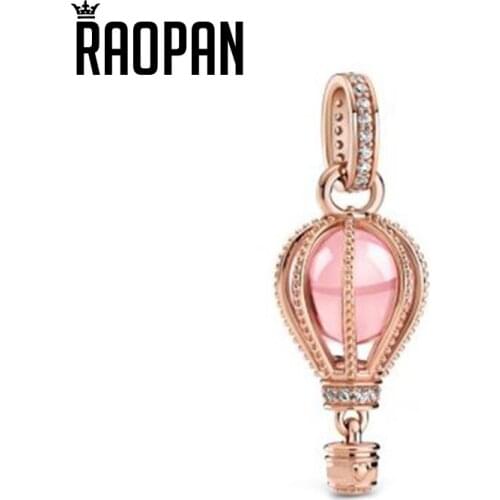 RAOPAN 2021 New Rose Pink Hot Air Balloon Charm 925 Bead Bracelet Jewelry Making 789434C01