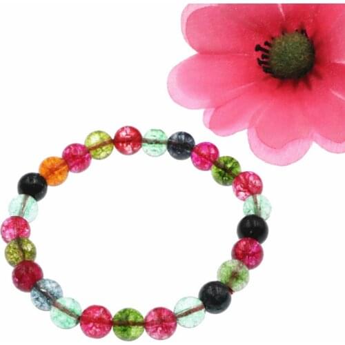Elastic Rope Bracelet for Women Colorful Round Crystal Tourmaline Beads Bracelets Strand Charms Bangle Handmade Ornament B102