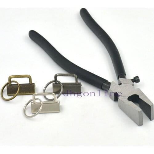 25 Pcs 32mm 1.25" Key Fob Hardware + One Tool Wide Flat Nose Plier ToolSplit ring wrist Wristlets Nickle Bronze Nickle-Black