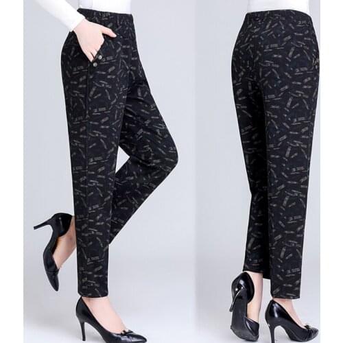 Autumn Winter Trousers Plus size Middle-aged Women Trousers Plus Velvet Casual Grandma Pants Loose Ladies брюки Outside 4XL 80KG
