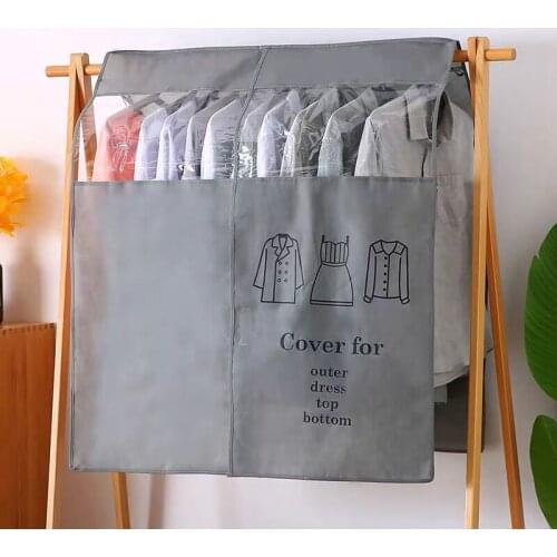 1Pcs Non-woven Coat Dust Proofing Cover For Household Hanging Overcoat Clothing Cover Suit Pocket Garment Bag Wardrobe Organizer