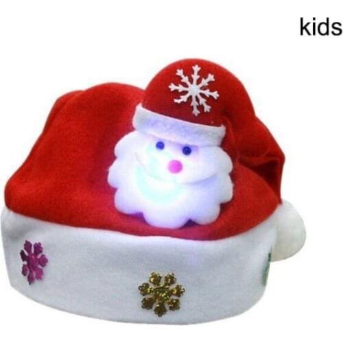 Decoration Supplies LED Light Up Christmas Hat Glow Party Headwear Non-woven Christmas Glowing Hat Party Supplies