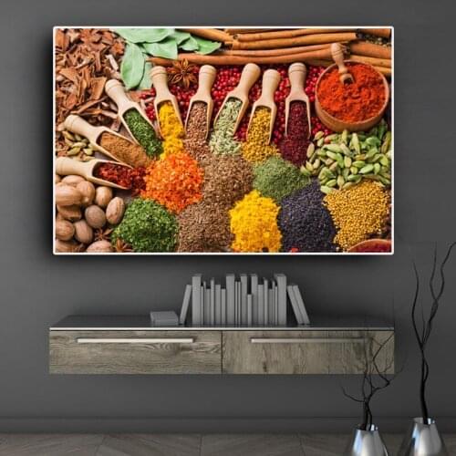 Grains Spices Spoon Kitchen Food Canvas Painting Posters and Prints Scandinavian Kitchen Wall Art Picture Living Room Cuadros