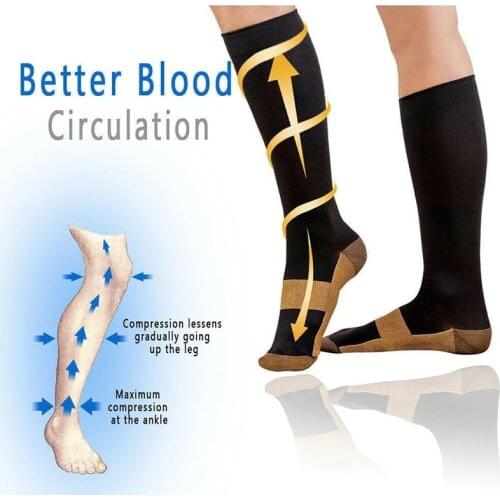 Anti-fatigue Pure Copper Compression Socks Flight Travel Anti-fatigue Knee Pads High Elastic Socks