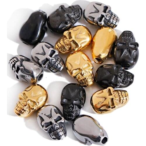 Fashion Skeleton Stainless Steel Beads Vintage Skull Beads Charms For Men Bracelet Jewelry Making 1PCS