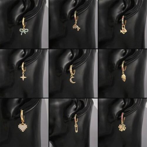 Fashion simple copper zircon earrings exaggerated trend beautiful earrings variety of wholesale exquisite charm ladies jewelry