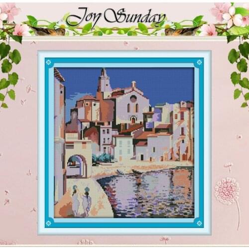 Port of Algiers Patterns Counted Cross Stitch 11 14CT Cross Stitch Set Wholesale Scenery Cross-stitch Kit Embroidery Needlework