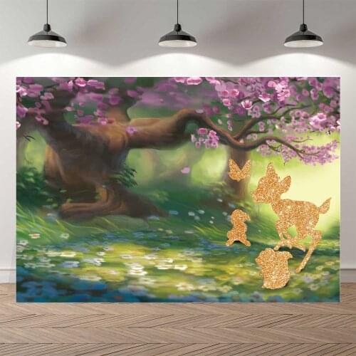 NeoBack Spring Easter Flowers Tree Deer Rabbit Princess Children Photography Background Birthday Studio Photo Backdrop Banner