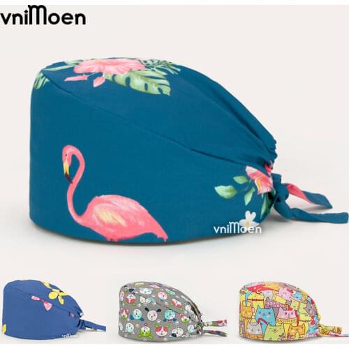 New Cartoon printing Scrub Caps Beauty salon cap Beauty salon Womens cap pet Therapist hat nursing cap Pet specialist work cap