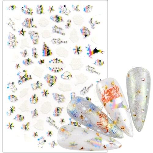 New Years Nail Art Sticker Snowflake Santa Claus Elk Snowman Designs Christma Decals Glue Slider Manicure Decoration