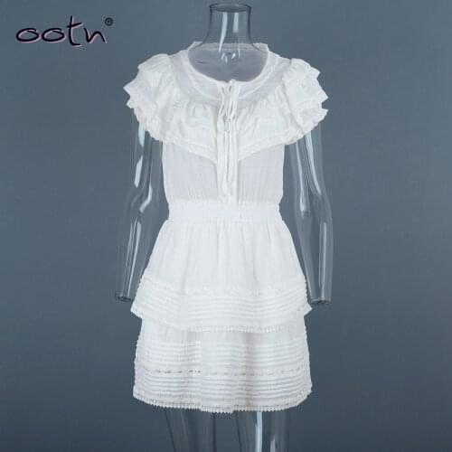 White Pink Solid Hollow Out Mini Dress Women Elegant Sleeveless Lace Up Summer Dresses Female Ruffle Fashion Pleated Vestido