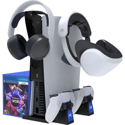For PlayStation5 Console Host Cooling Base With Controller Seat Dual Charging For PS5 Game Disc Storage Bracket VR Earphone Rack