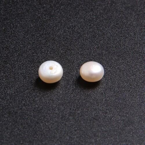 5.8mm AAA Half Drilled Natural Freshwater Pearls Semi Round Pearl White Button Coin Pearls Beads For Jewelry Making Earrings DIY