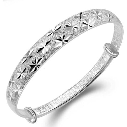 Factory direct approval push and pull Star Bracelet pure silver color, long-term color, fashion, free to adjust the size