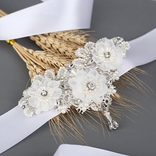 S354 New Silk Flowers Bridal Belts Wedding Bride Bridesmaid Dress Accessories Belt Girl Prom Evening Dresses Robe Sash