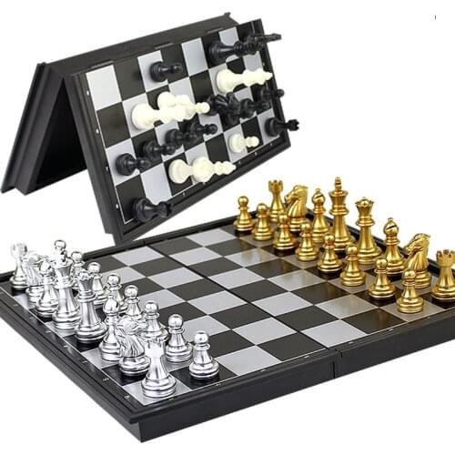 Chess set pieces Game Medieval Chess Set With Chessboard 32 Chess Pieces With Chessboard Gold Silver Magnetic Chess Set WPC