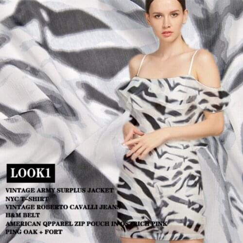 LEO&LIN Bleaching bottom pattern 100% silk Shun Yu wrinkle georgette spring summer dress fabric Baotou (1 meter)