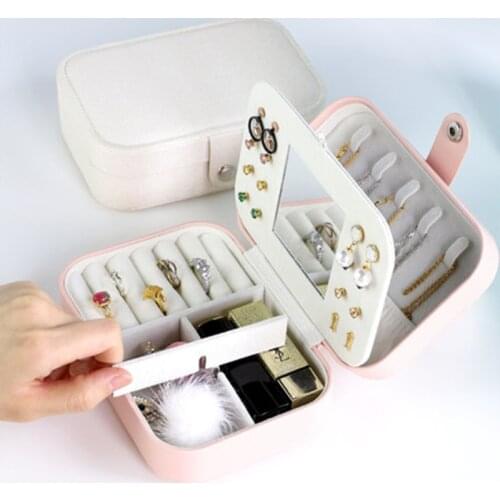 Jewelry Casket Locked Jewelry Box Compartment Portable Jewelry Organizer Ring Decoration Beauty Travel Box Makeup Organizer