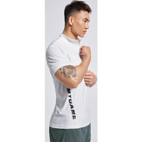 Stretch T-shirt mens small turtleneck fitness training exercise short sleeve summer quick-dry gym exercise slimming Tees