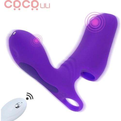 Finger Sleeve Vibrator Remote Control G Spot Massage Clit Stimulate Female Masturbator Lesbian Orgasm Adult Sex Toys For Women