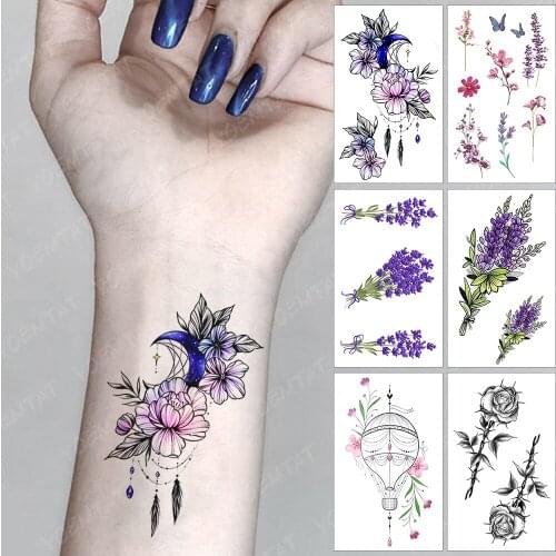 Waterproof Temporary Tattoo Sticker Aurora Moon Lace Flowers Dream Catcher Flash Tatoo Arm Wrist Fake Tatto For Body Art Women
