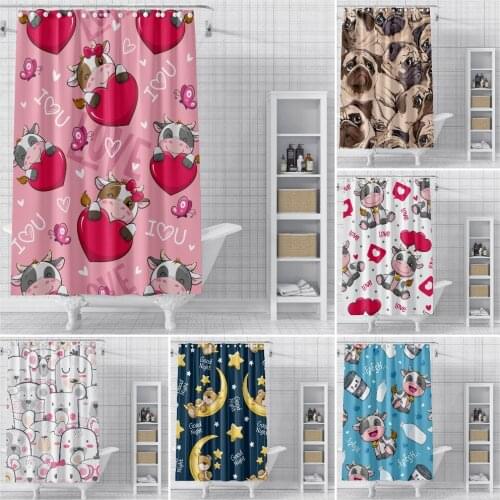 Cartoon Animal Pattern Bath curtain Waterproof Shower Curtains Cute Bath Screen Printed Curtain for Bathroom