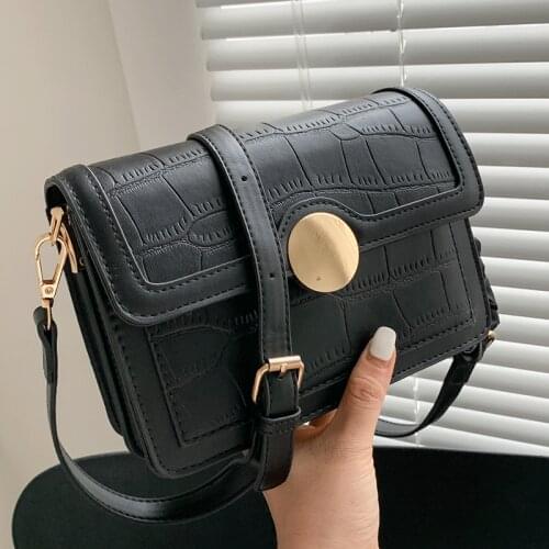 Women Solid Leather Crossbody Bags with Ribbon Sac A Main Vintage Flap Bag Ladies Shoulder Bag Designer Simple Handbags Black