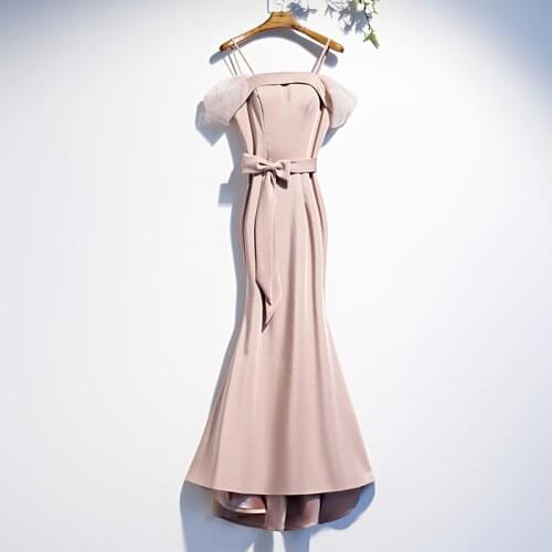 Bespoke Occasion Dresses Vintage Strapless Short Spaghetti Strap Bow Luxury Pink A-Line Elegant Women Formal Evening Gown HB143