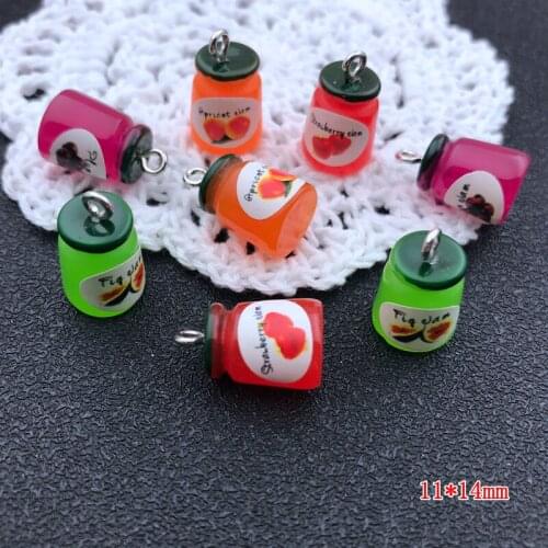 10pcs 3D Cute Strawberry Jam Charm Kawaii Fruit Jewelry Pendant for Keychain, Earring, Scrapbooking, DIY Making, Necklace