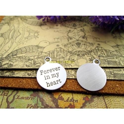 10pcs-stainless steel Charms "Forever in my heartT" Charms Pendants for necklace/bracelet/keychain DIY jewelry